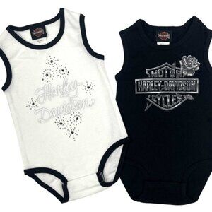 Harley-Davidson Baby Girls' 2-Piece Infant Sleeveless Ribbed Bodysuit Set